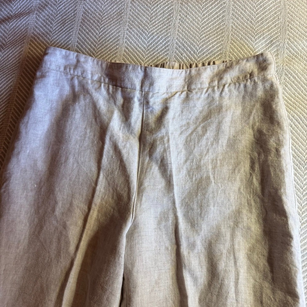 Chico's Wide Leg Linen Pants, Cream, Size 2 (US 12/L) - Picture 2 of 8